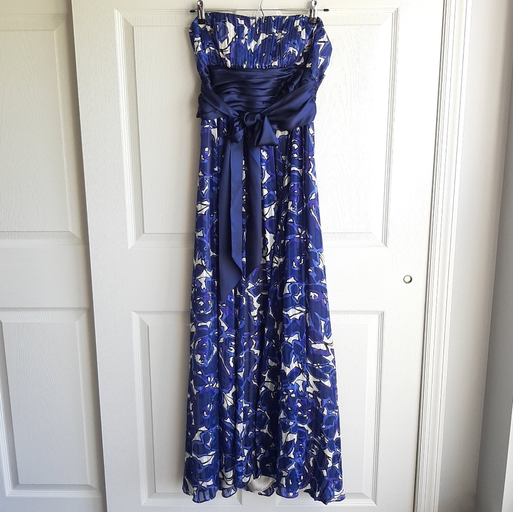 BCBG Maxazria Blue Silk Kiara Maxi Dress Size 6